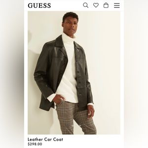 Guess black leather car coat. Excellent condition.
